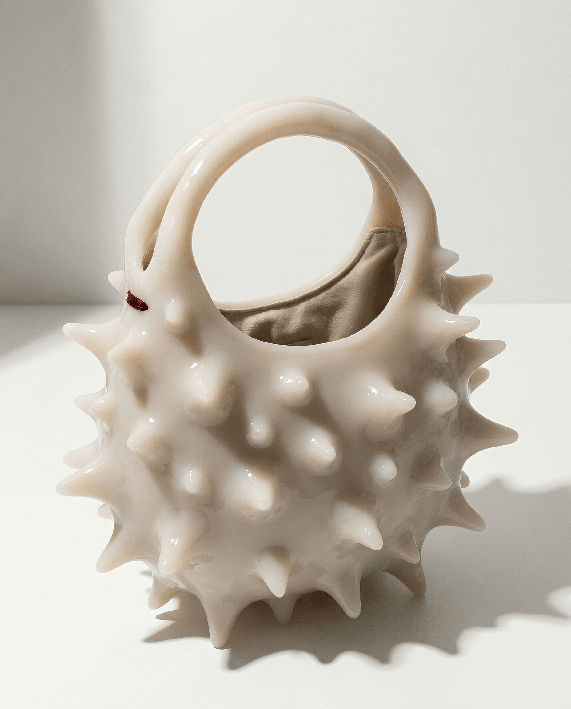 Spiked Vessel — recorded specimen SILICONE-BAG-03.1, Platinum-cure silicone, technical fabric lining