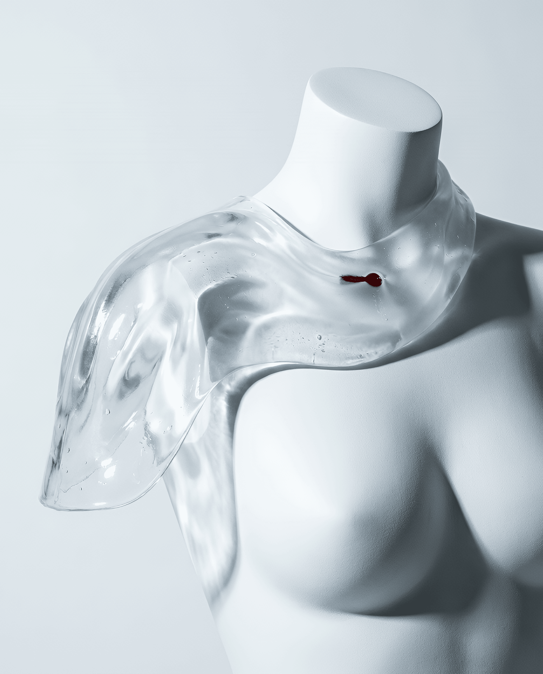 Shoulder Membrane — recorded specimen CLEAR-SHLDR-04.0, Translucent platinum-cure silicone